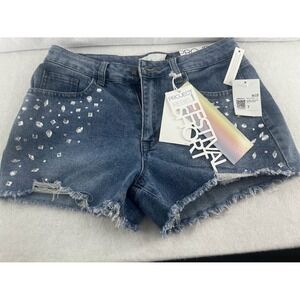 Faux Gem Medium Denim Shorts Size 7‎